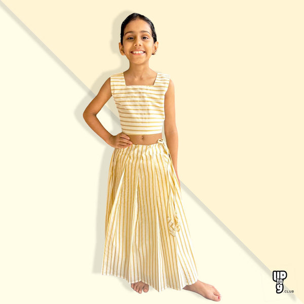 CHEALA FAB'S PREMIUM ethnic pure Cotton Silk Lehenga Choli Set, White Striped Top With Full Length Striped skirt Pattu Pavada