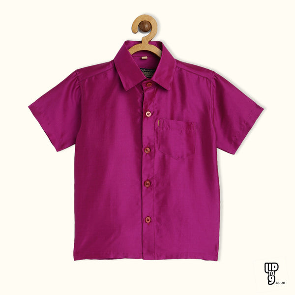 THANGAMAGAN PREMIUM Boys Purple Original Regular Fit Solid Casual Shirt