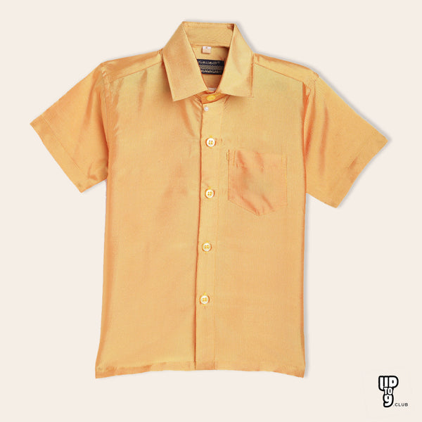 THANGAMAGAN PREMIUM Boys Yellow Original Regular Fit Solid Casual Shirt