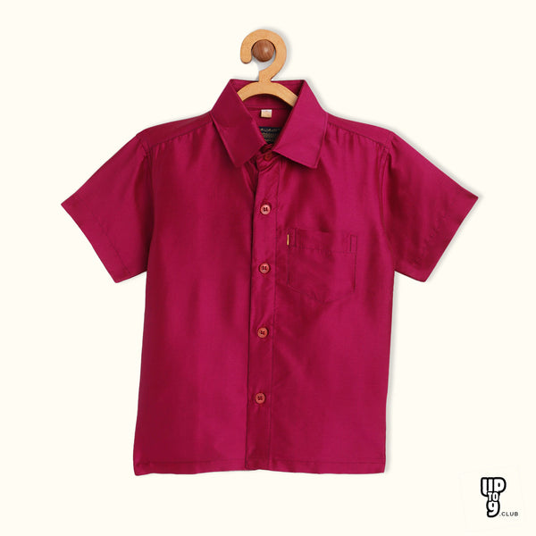 thnagamangan shirt 10THANGAMAGAN PREMIUM Boys Pink Original Regular Fit Solid Casual Shirt