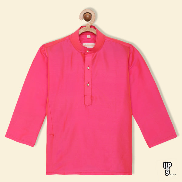 THANGAMAGAN PREMIUM Boys Pink Original Regular Fit Solid Casual Kurta