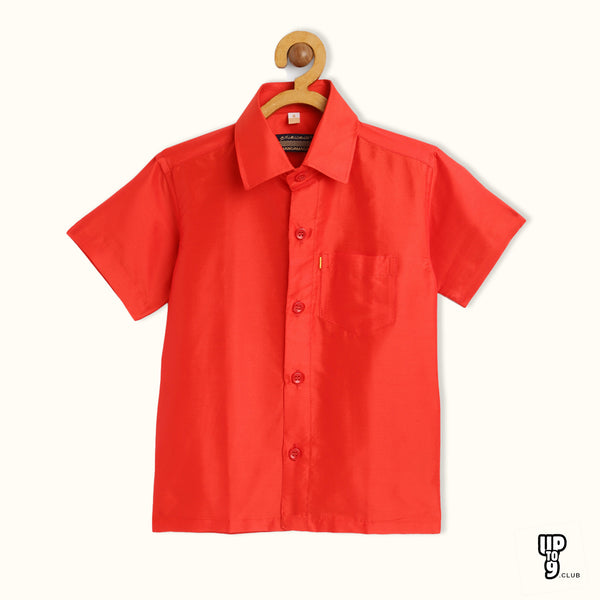 THANGAMAGAN PREMIUM Boys Red Original Regular Fit Solid Casual Shirt