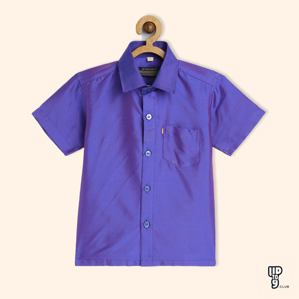 THANGAMAGAN PREMIUM Boys Purple Original Regular Fit Solid Casual Shirt