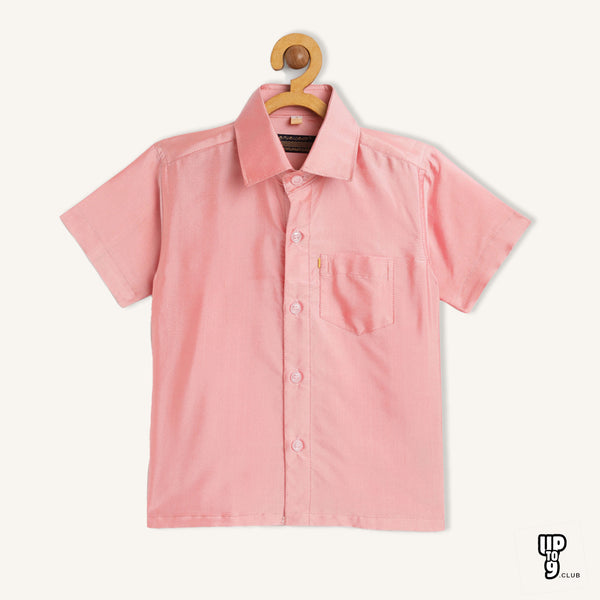 THANGAMAGAN PREMIUM Boys pink Original Regular Fit Solid Casual Shirt