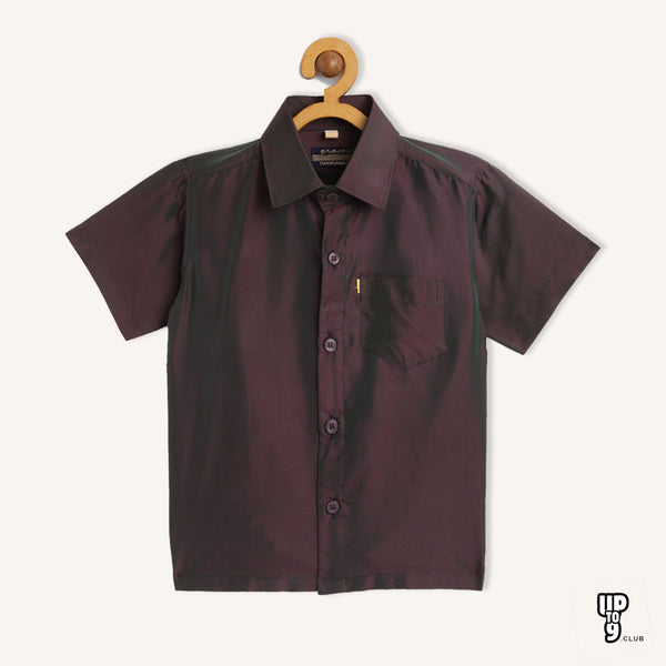 THANGAMAGAN PREMIUM Boys Maroon Original Regular Fit Solid Casual Shirt