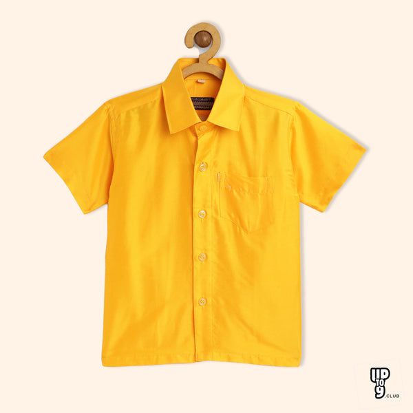 THANGAMAGAN PREMIUM Boys yellow Original Regular Fit Solid Casual Shirt