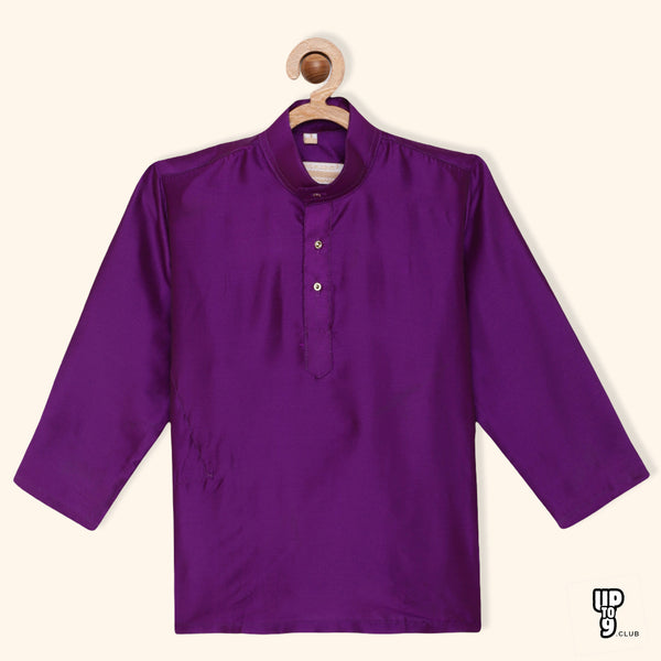 THANGAMAGAN PREMIUM Boys Purple Original Regular Fit Solid Casual Kurta