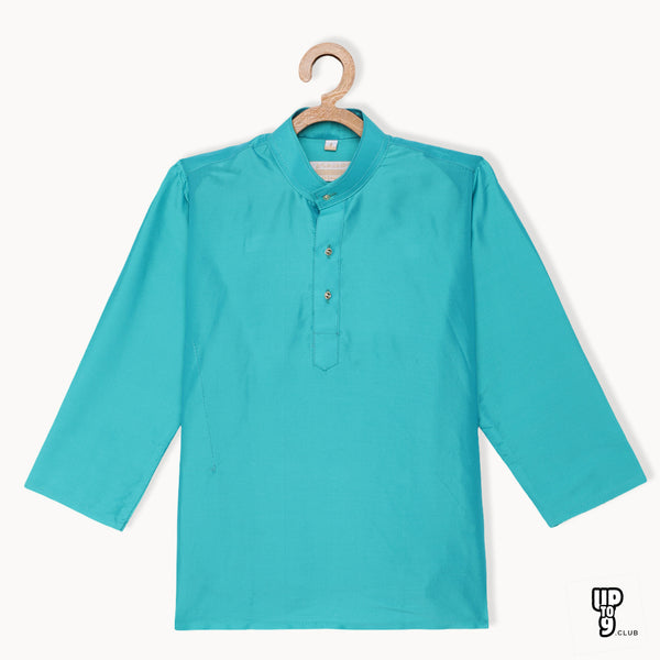 THANGAMAGAN PREMIUM Boys Turquoise Original Regular Fit Solid Casual Kurta