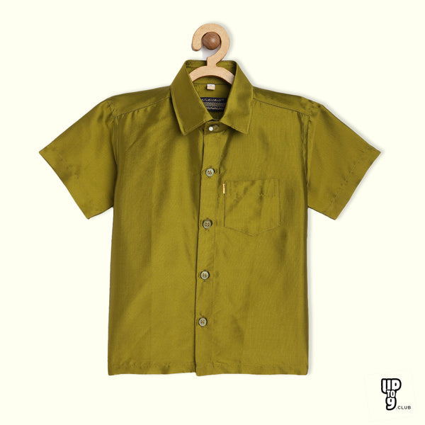 THANGAMAGAN PREMIUM Boys Green Original Regular Fit Solid Casual Shirt