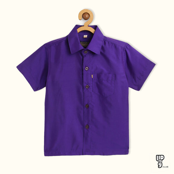 THANGAMAGAN PREMIUM Boys Blue Original Regular Fit Solid Casual Shirt