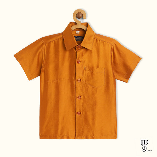 THANGAMAGAN PREMIUM Boys Orange Original Regular Fit Solid Casual Shirt