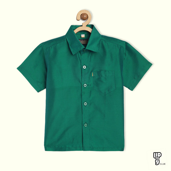 THANGAMAGAN PREMIUM Boys Green Original Regular Fit Solid Casual Shirt
