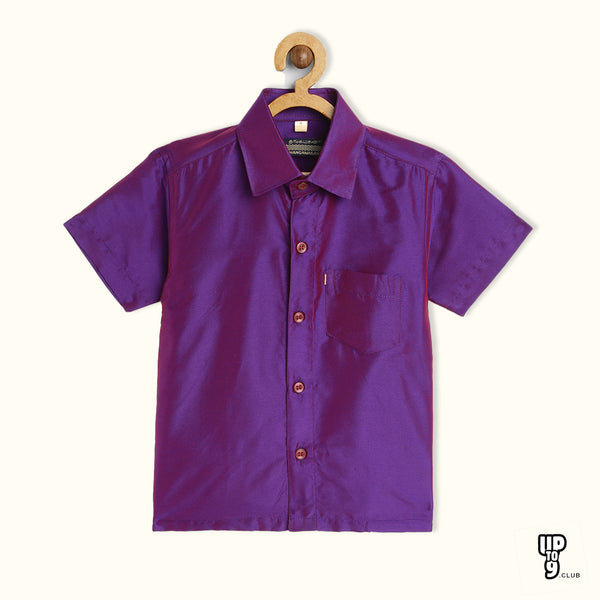THANGAMAGAN PREMIUM Boys Purple Original Regular Fit Solid Casual Shirt
