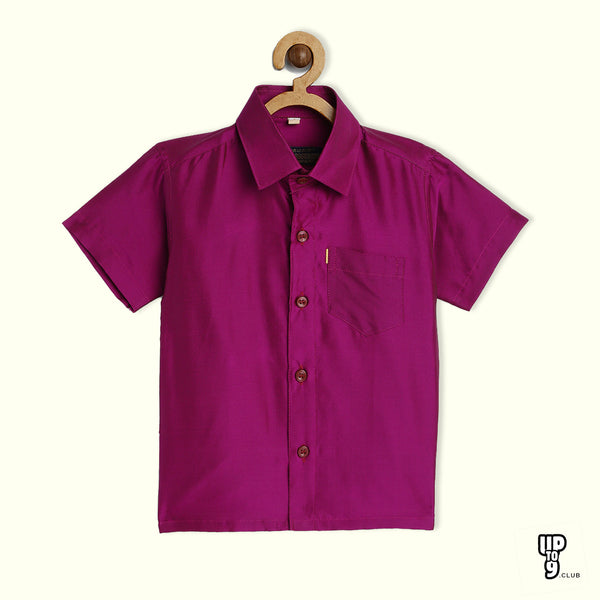 THANGAMAGAN PREMIUM Boys Purple Original Regular Fit Solid Casual Shirt