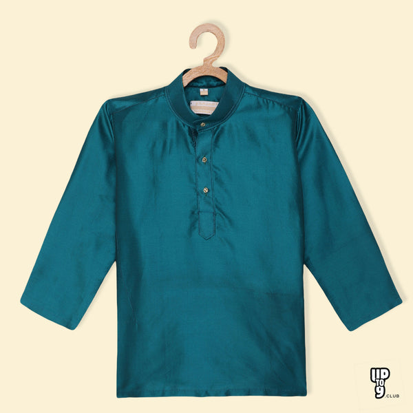 THANGAMAGAN PREMIUM Boys Teal Blue Solid Straight Kurta