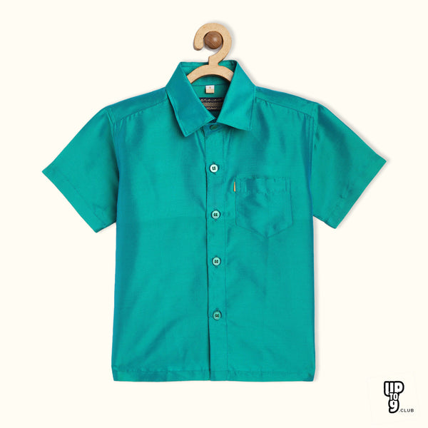 THANGAMAGAN PREMIUM Boys Teal Original Regular Fit Solid Casual Shirt