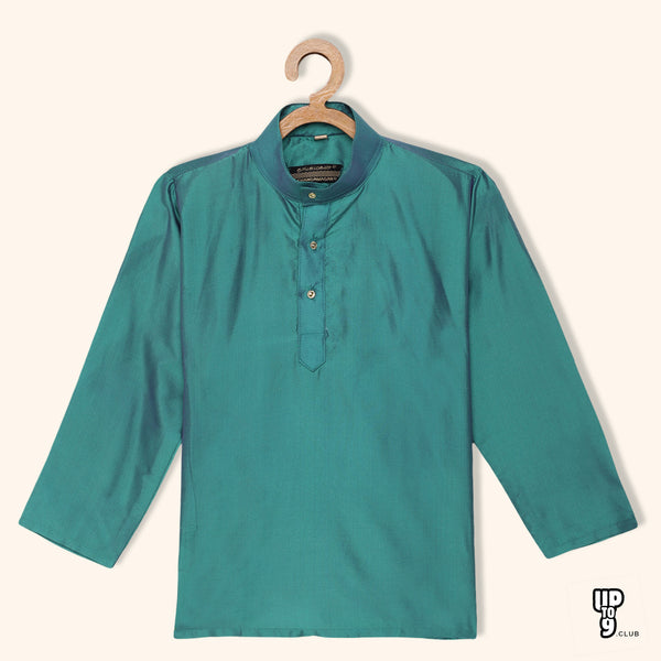 THANGAMAGAN PREMIUM Boys Teal Original Regular Fit Solid Casual Kurta