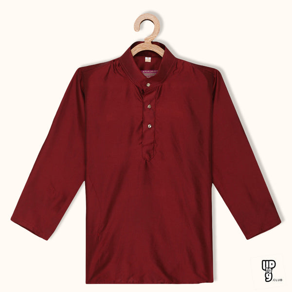 THANGAMAGAN PREMIUM Boys Maroon Original Regular Fit Solid Casual Kurta