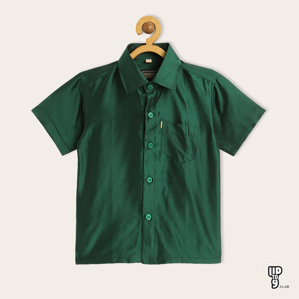THANGAMAGAN PREMIUM Boys Green Original Regular Fit Solid Casual Shirt