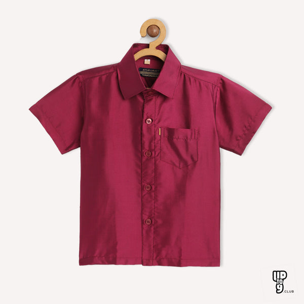 THANGAMAGAN PREMIUM Boys Red Original Regular Fit Solid Casual Shirt