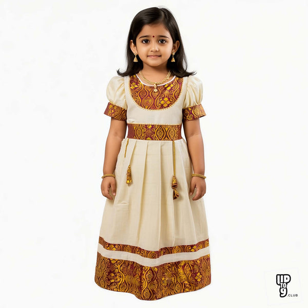 SHREE DEVI  Girls Traditional Indian Lehenga Choli Set, Red,Jacquard  Silk Tissue Cotton Pattu Pavada Frock