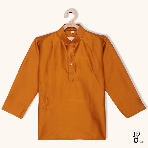 THANGAMAGAN PREMIUM Boys Orange Original Regular Fit Solid Casual Kurta