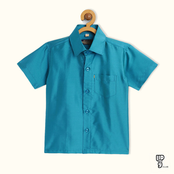 THANGAMAGAN PREMIUM Boys sky blue Original Regular Fit Solid Casual Shirt