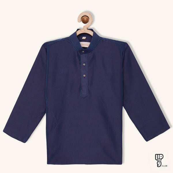 THANGAMAGAN PREMIUM Boys Navy blue Original Regular Fit Solid Casual Kurta