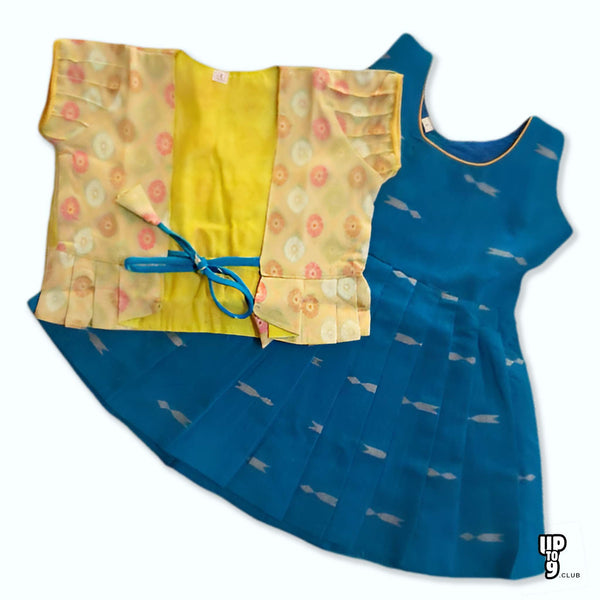 SRI LAKSHMI NARAYANA  Girls Traditional Indian Lehenga Choli Set, Blue,Banaras Cotton Pattu Pavada