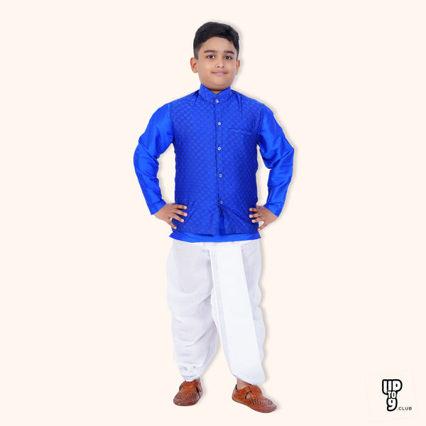 SKV ETHNIVERSE Padmaavathi's Ethnic wear for Boys Kurta and Pancha set - Blue color