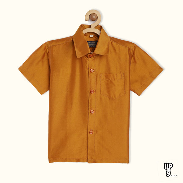THANGAMAGAN PREMIUM Boys Orange Original Regular Fit Solid Casual Shirt