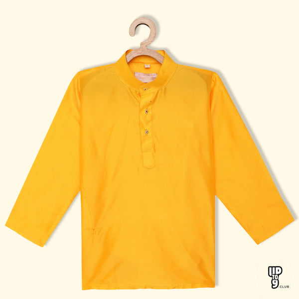 THANGAMAGAN PREMIUM Boys Yellow Original Regular Fit Solid Casual Kurta
