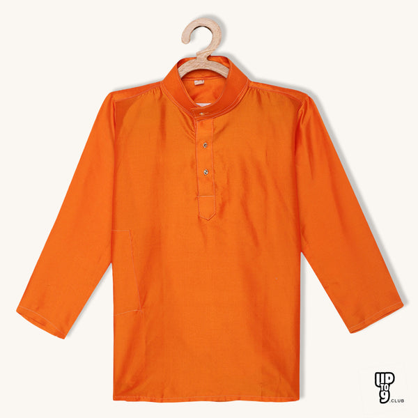 THANGAMAGAN PREMIUM Boys Orange Original Regular Fit Solid Casual Kurta