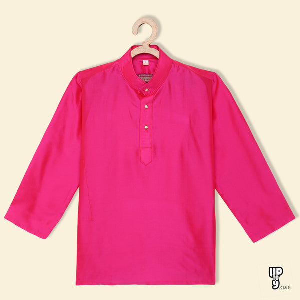 THANGAMAGAN PREMIUM Boys Pink Original Regular Fit Solid Casual Kurta