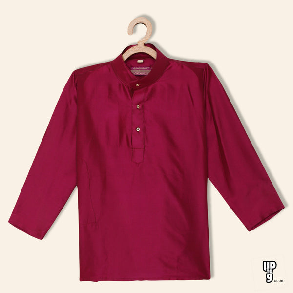 THANGAMAGAN PREMIUM Boys Maroon Original Regular Fit Solid Casual Kurta