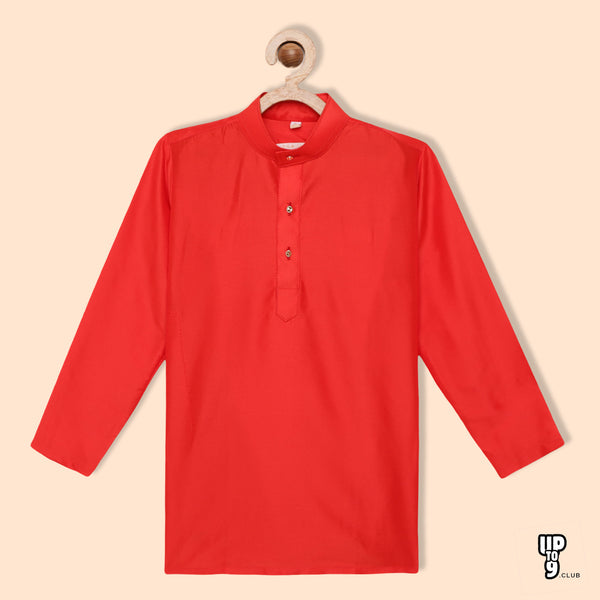 THANGAMAGAN PREMIUM Boys Red Original Regular Fit Solid Casual Kurta
