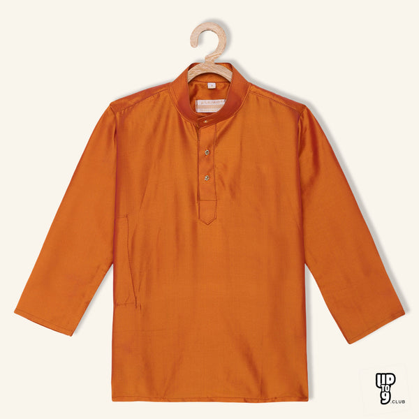 THANGAMAGAN PREMIUM Boys Orange Original Regular Fit Solid Casual Kurta