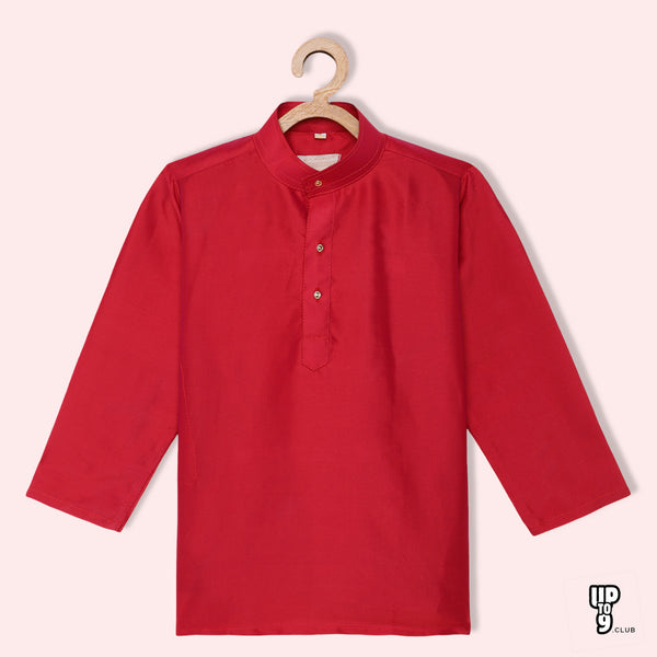 THANGAMAGAN PREMIUM Boys Red Original Regular Fit Solid Casual Kurta