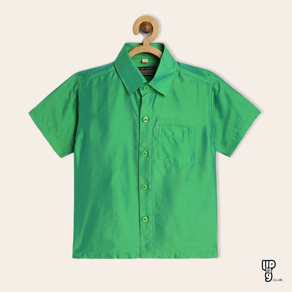 THANGAMAGAN PREMIUM Boys Green Original Regular Fit Solid Casual Shirt