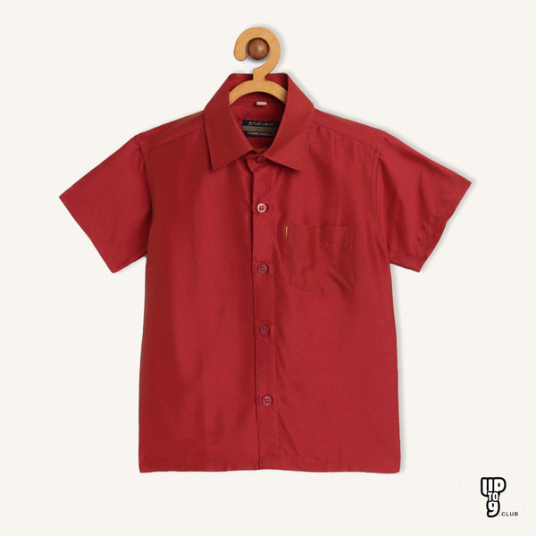 THANGAMAGAN PREMIUM Boys Red Original Regular Fit Solid Casual Shirt