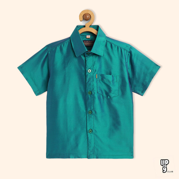 THANGAMAGAN PREMIUM Boys aqua Original Regular Fit Solid Casual Shirt