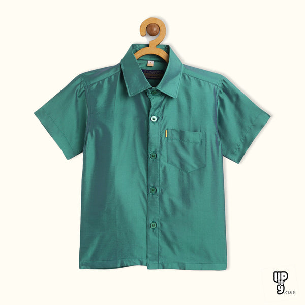 THANGAMAGAN PREMIUM Boys green Original Regular Fit Solid Casual Shirt