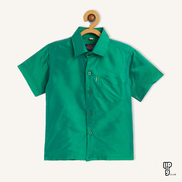 THANGAMAGAN PREMIUM Boys Green Original Regular Fit Solid Casual Shirt