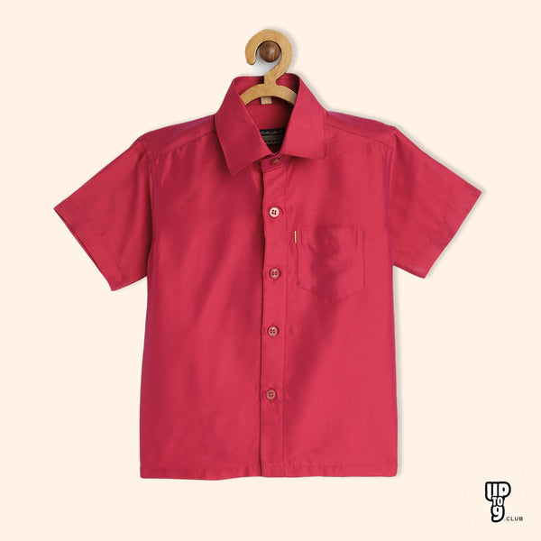 THANGAMAGAN PREMIUM Boys red Original Regular Fit Solid Casual Shirt