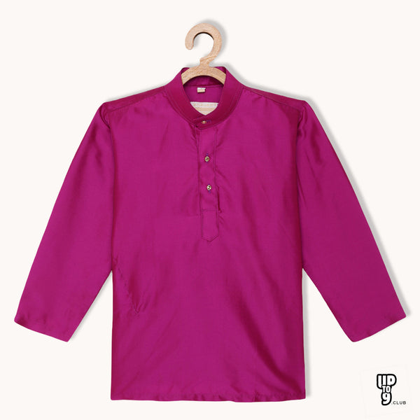 THANGAMAGAN PREMIUM Boys Pink Original Regular Fit Solid Casual Kurta