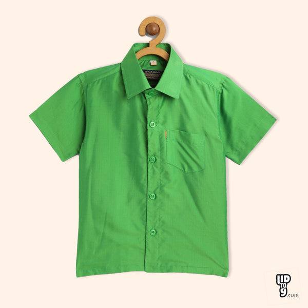 THANGAMAGAN PREMIUM Boys green Original Regular Fit Solid Casual Shirt