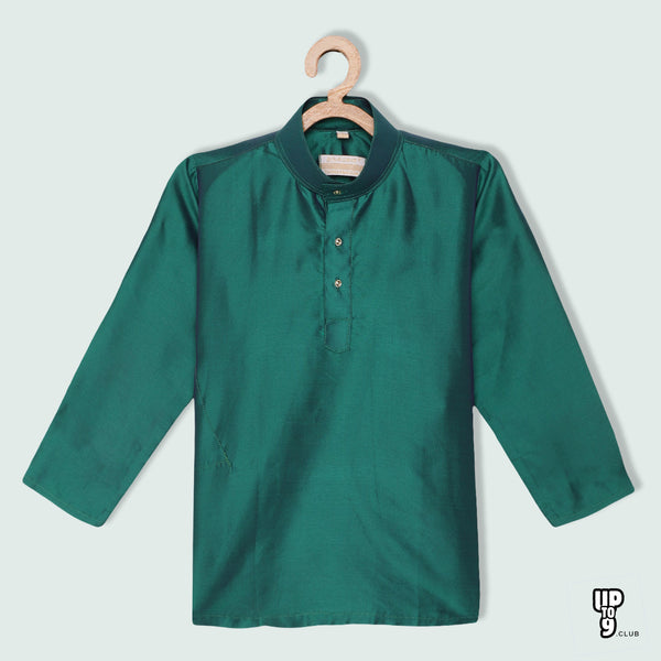 THANGAMAGAN PREMIUM Boys Green Original Regular Fit Solid Casual Kurta