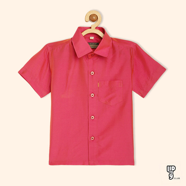 THANGAMAGAN PREMIUM Boys pink Original Regular Fit Solid Casual Shirt