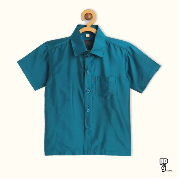 THANGAMAGAN PREMIUM Boys blue Original Regular Fit Solid Casual Shirt