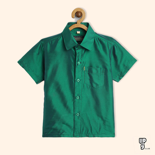 THANGAMAGAN PREMIUM Boys green Original Regular Fit Solid Casual Shirt